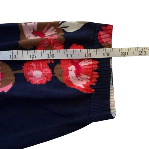 Talbots Plus 3X Sweater Cotton Blend Navy Floral Cottagecore Lightweight Bloom - Picture 9 of 11